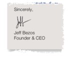 Signature on letter from founder and CEO of Amazon books