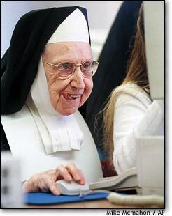 Nun at Computer